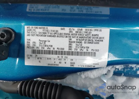 2016 Ford Focus Se from USA, damaged, VIN 1FADP3F28GL304098